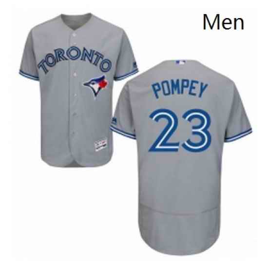 Mens Majestic Toronto Blue Jays 23 Dalton Pompey Grey Road Flex Base Authentic Collection MLB Jersey